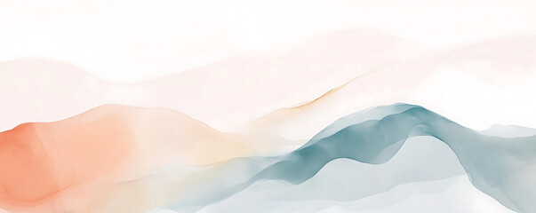 Obraz premium An abstract watercolor landscape featuring soft hues and gentle curves.