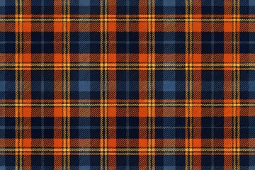 High-resolution aerial shot: vibrant black, orange tartan against a deep blue backdrop. Perfect for design projects.
