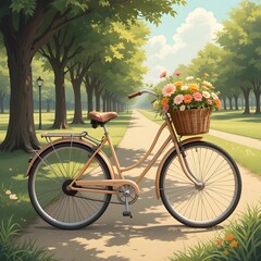 "Charming Vintage Bicycle in a Sunny Park"
