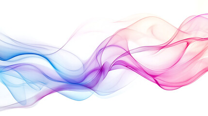 Colorful abstract smoke waves flowing elegantly across a white background.