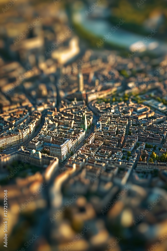 Poster stunning aerial view of downtown cityscape capturing urban life and architecture : generative ai