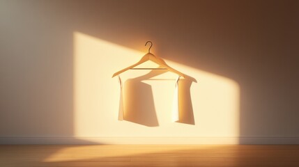 A softly glowing coat hanger in a neutral room, representing abortion rights. Ideal for impactful visuals