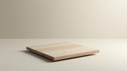 Elevated Light Wooden Square Platform on Neutral Background Ideal for Product Presentation or Mockup