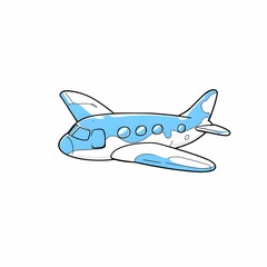 "Cartoon Style Blue Airplane Illustration"
