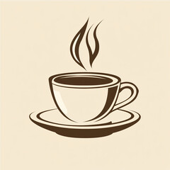 Obraz premium Vintage Minimalist Coffee Cup Illustration for Breakfast and Coffee Shop Logo Design
