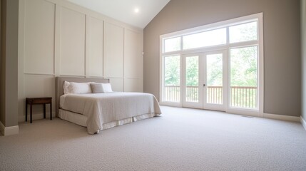 Modern Bedroom with Patio View, Interior, Tranquil, Elegant, Great for Relaxing, Interior Design