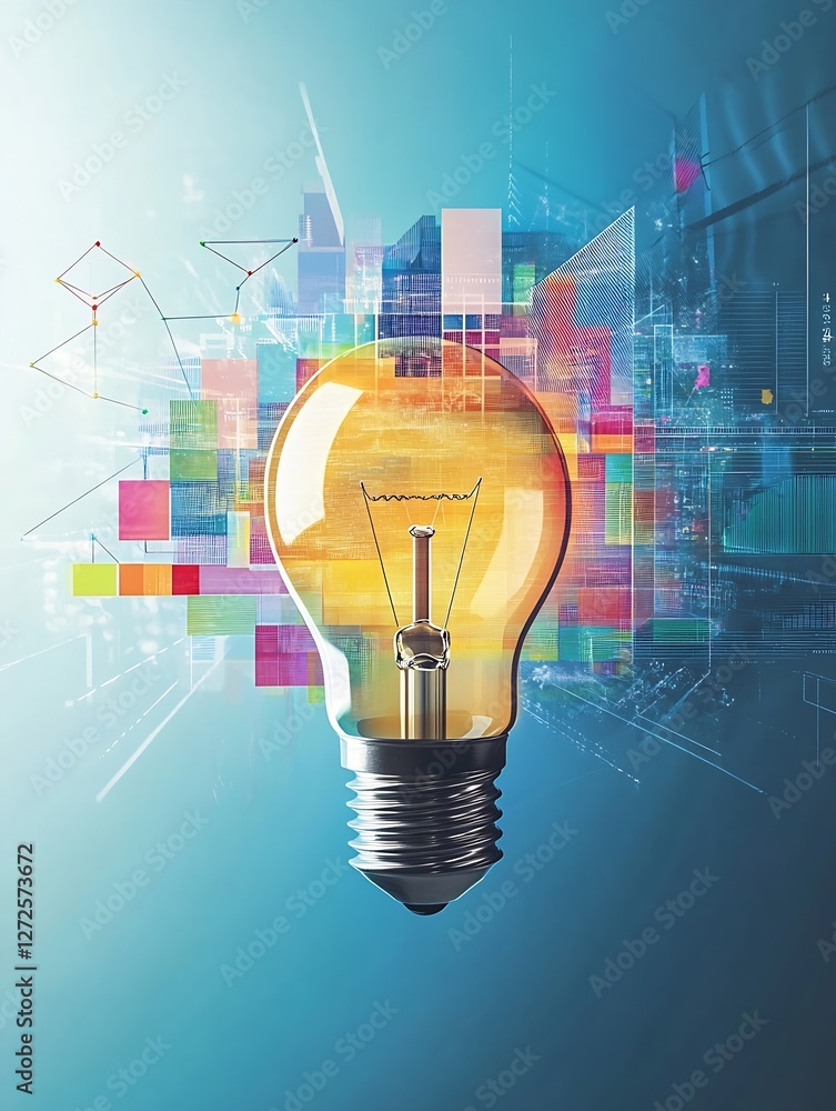 Fototapete creative light bulb concept for innovation and technology with abstract background : generative ai