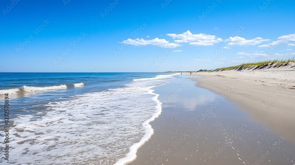 Aufkleber breathtaking view of a tranquil beach with soft waves and clear blue skies creating a relaxing seasi
