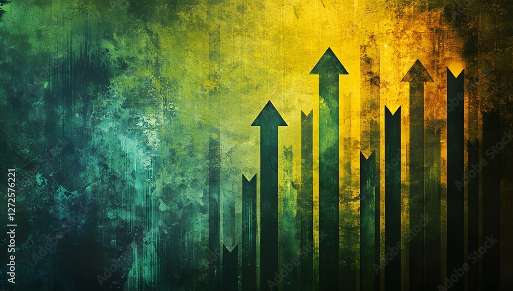 Poster abstract painted upward trend graph on a textured background