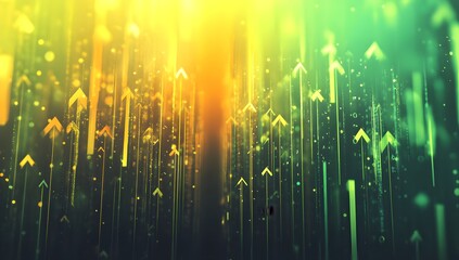 Abstract upward trending arrows in digital space