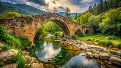 Fototapeta premium Rustic Spanish Bridge: A Documentary Photography Perspective