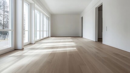 Fototapeta premium Bright and Spacious Modern Living Room with Large Windows and Natural Light : Generative AI