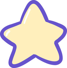 A charming cartoon-style illustration of a pastel yellow star with a soft purple outline, featuring...