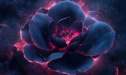 A stunning cosmic flower blooming in a vibrant nebula with swirling colors in the background