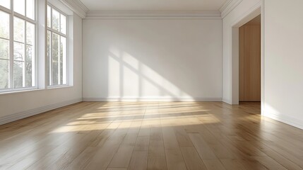 Obraz premium Bright and Spacious Modern Living Room with Sunlight Streaming Through Large Windows : Generative AI