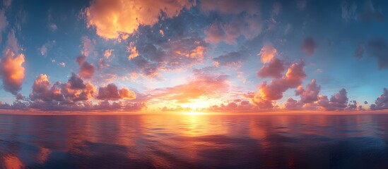 Dramatic Sunset Over Calm Ocean