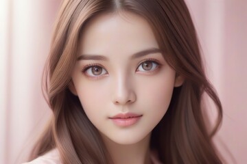 Fototapeta premium A woman with brown hair and brown eyes