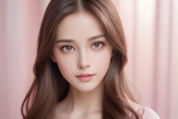 Fototapeta premium A woman with brown hair and brown eyes