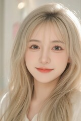 Naklejka premium A blonde woman with long hair and a smile on her face