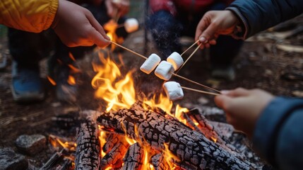 Fototapeta premium Marshmallows Roasting Over a Campfire