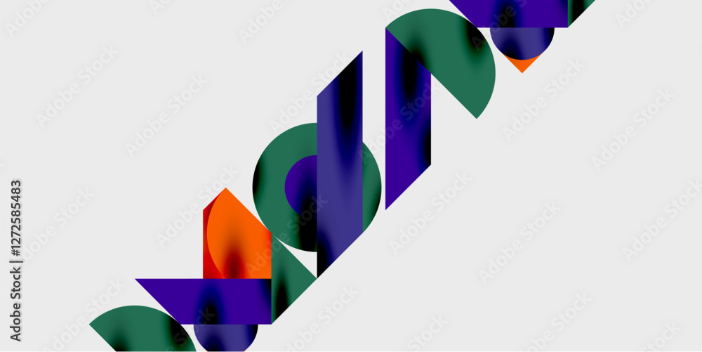 Poster modern abstract background featuring circles, lines, and triangles in a dynamic geometric compositio