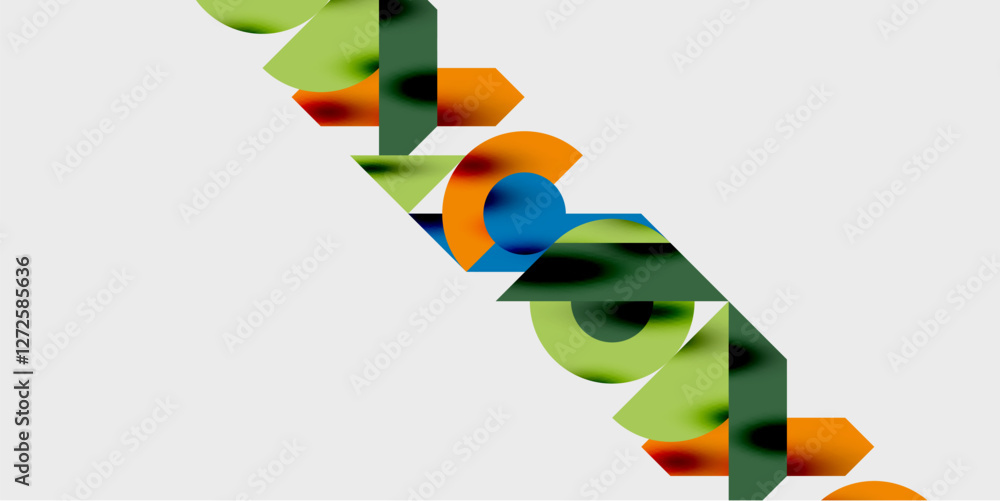 Aufkleber Modern abstract background featuring circles, lines, and triangles in a dynamic geometric composition. Perfect for stylish, tech, or creative-themed designs
