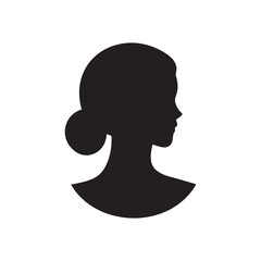 silhouette of a woman's head with a bun in the back vector