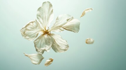 Obraz premium Dementia risk depicted by a withering flower with petals falling away. Featuring soft tones and delicate textures