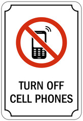 No cellular phone allowed sign turn off cell phones