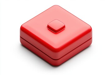 Minimalist Red Square Container with Smooth Surface and Simple Design Isolated on White Background