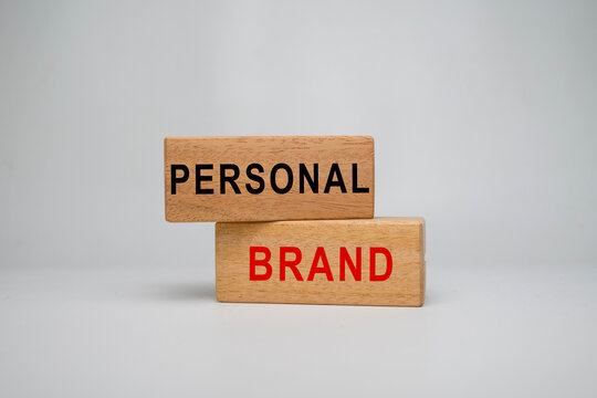 personal branding words text on wooden blocks on white background