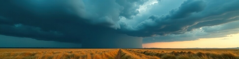 Dark clouds moving rapidly across a vast open field, dark clouds, windy conditions, thunderclap