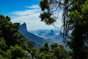 Rio de Janeiro, RJ, Brazil, 02/12/2025 - Sugar Loaf and Corcovado Mountains viewed from Mesa do Imperador, Emperor's Table, inside Tijuca Forest National Park