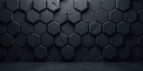 Dark Hexagonal Wall Texture Background  Modern Abstract Design for Interior Decor and Architectural Visualization