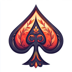 Vintage-Modern Ace of Spades Illustration with Ornate Floral Design in Bold Colors