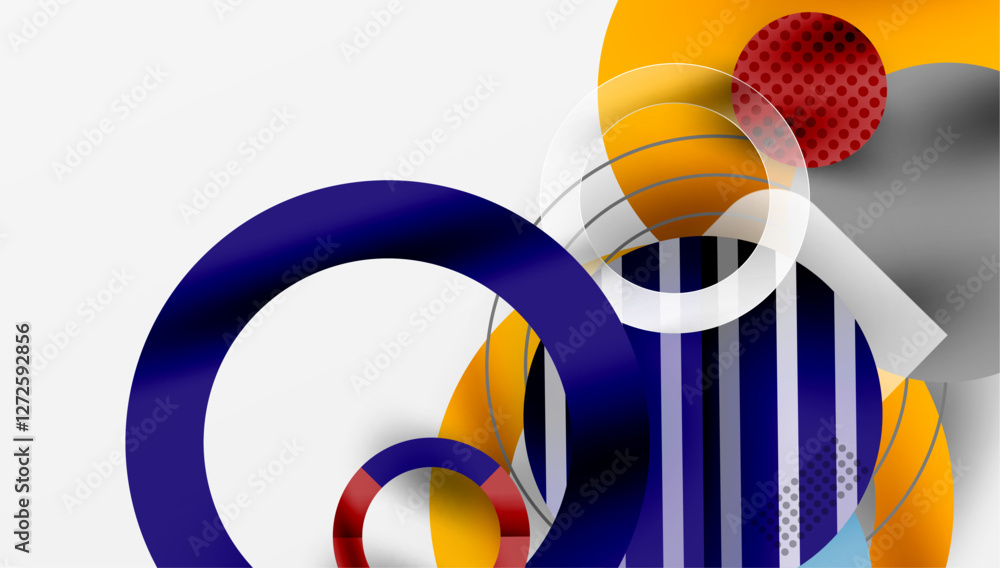 Leinwandbilder abstract circle design with overlapping transparent geometric shapes