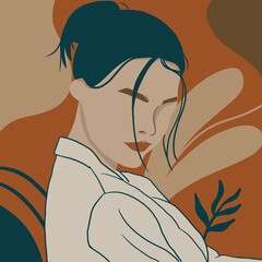 young women potrait with boho style art