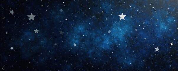 Black canvas with scattered white stars against a deep blue background, art, dots