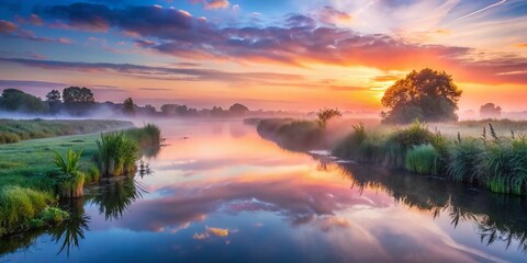 Obraz premium Serene River Blyth, Suffolk: Tranquil English Countryside Landscape Photography