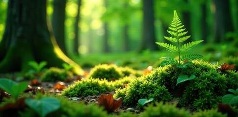 Ferns sprouting from tree trunks and branches, nature, foliage, plants