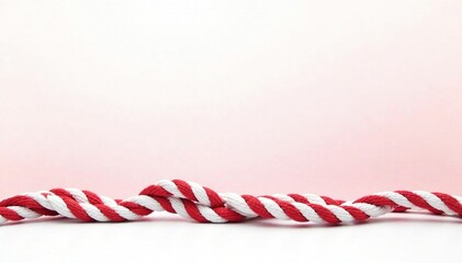 Fototapeta premium Red and white striped rope isolated on white background with gradient effect, nautical theme, red, isolated