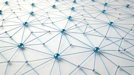 Obraz premium Azure Nexus: Interconnected Nodes in a Seamless Network.