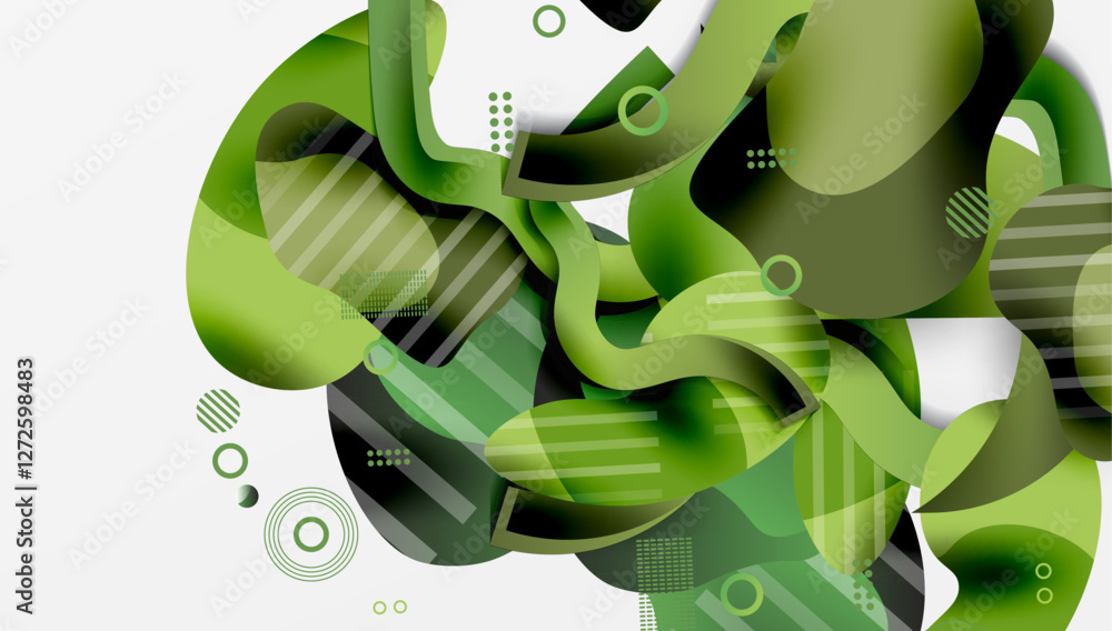 Poster Abstract background - Lines circles and liquid shapes