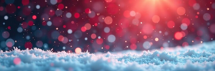 Naklejka premium Red and white snowflakes dance across the frozen landscape of Christmas, elegant, snowy