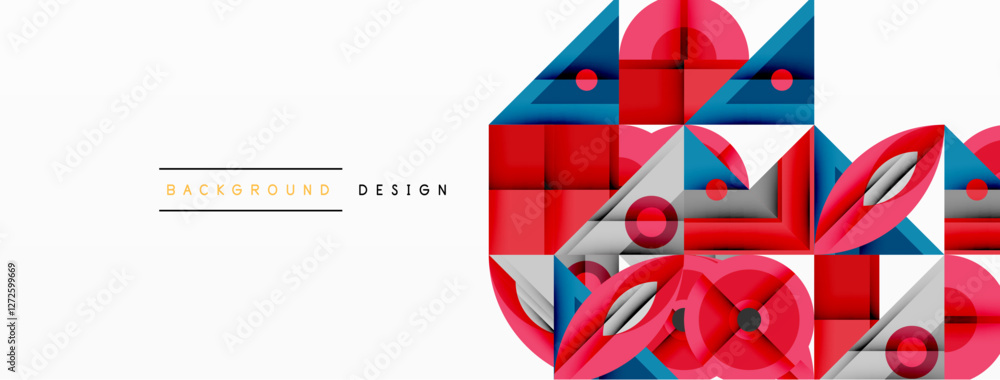 Fototapete Dynamic geometric composition with sharp angles, circular forms, and gradient colors