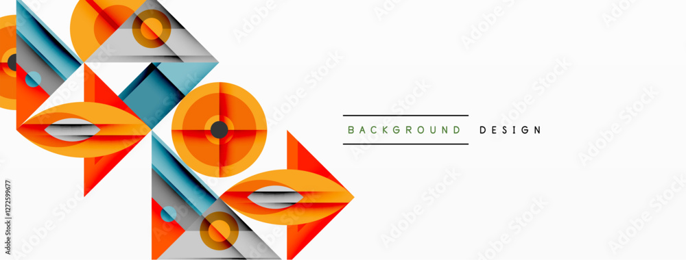 Fototapete Dynamic geometric composition with sharp angles, circular forms, and gradient colors