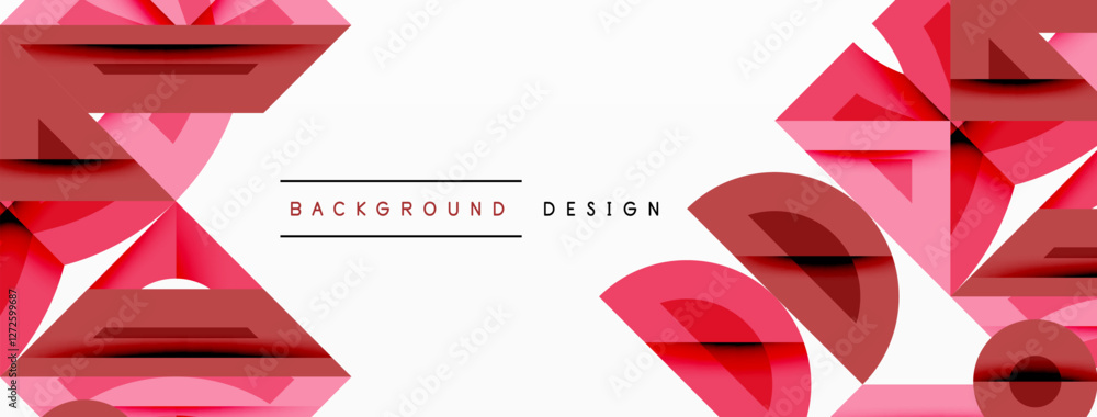 Poster Abstract geometric background with shapes, featuring circular and rounded elements. Bold contrast, smooth gradients, dynamic composition, futuristic style