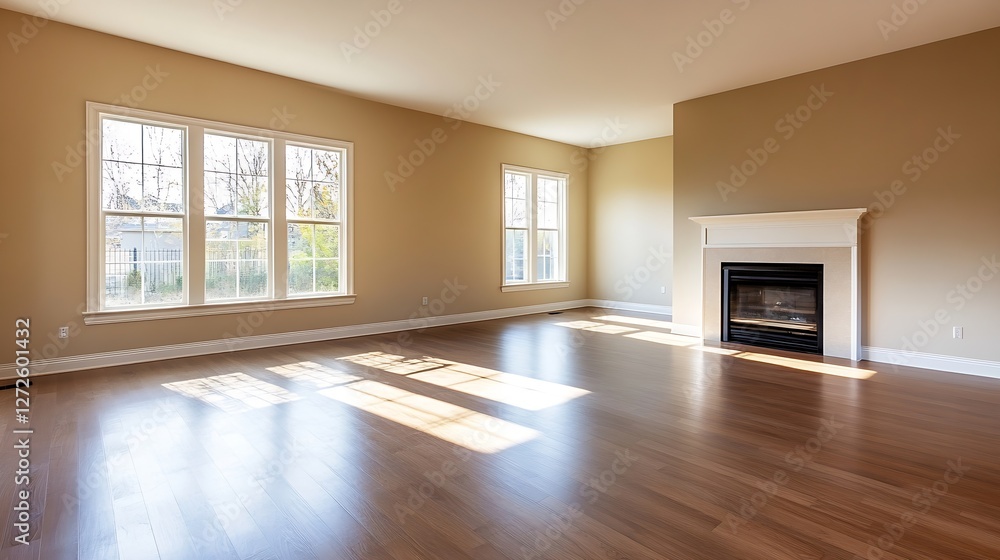 Poster Spacious Empty Living Room with Natural Light Inviting Warmth and Serenity : Generative AI