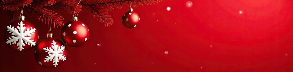 Red and white striped snowflake ornaments against a bold bright red Christmas tree, christmas, red, snowflake