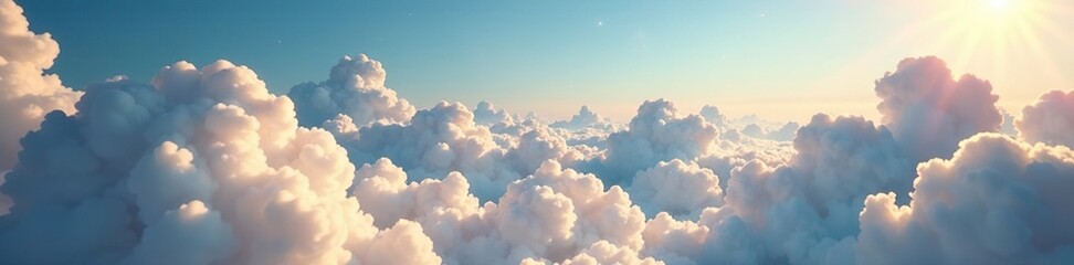 Feathery tufts suspended high above the earth, airy, cloud